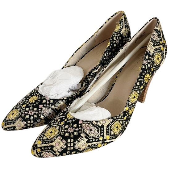 Anthropologie Seychelles Size 8 Great Beyond Brocade Metallic Print Pump Heels - Picture 9 of 9